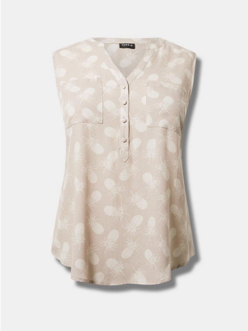 NWT Torrid Harper Pineapple Gauze Sleeveless Pullover Blouse 0 Large